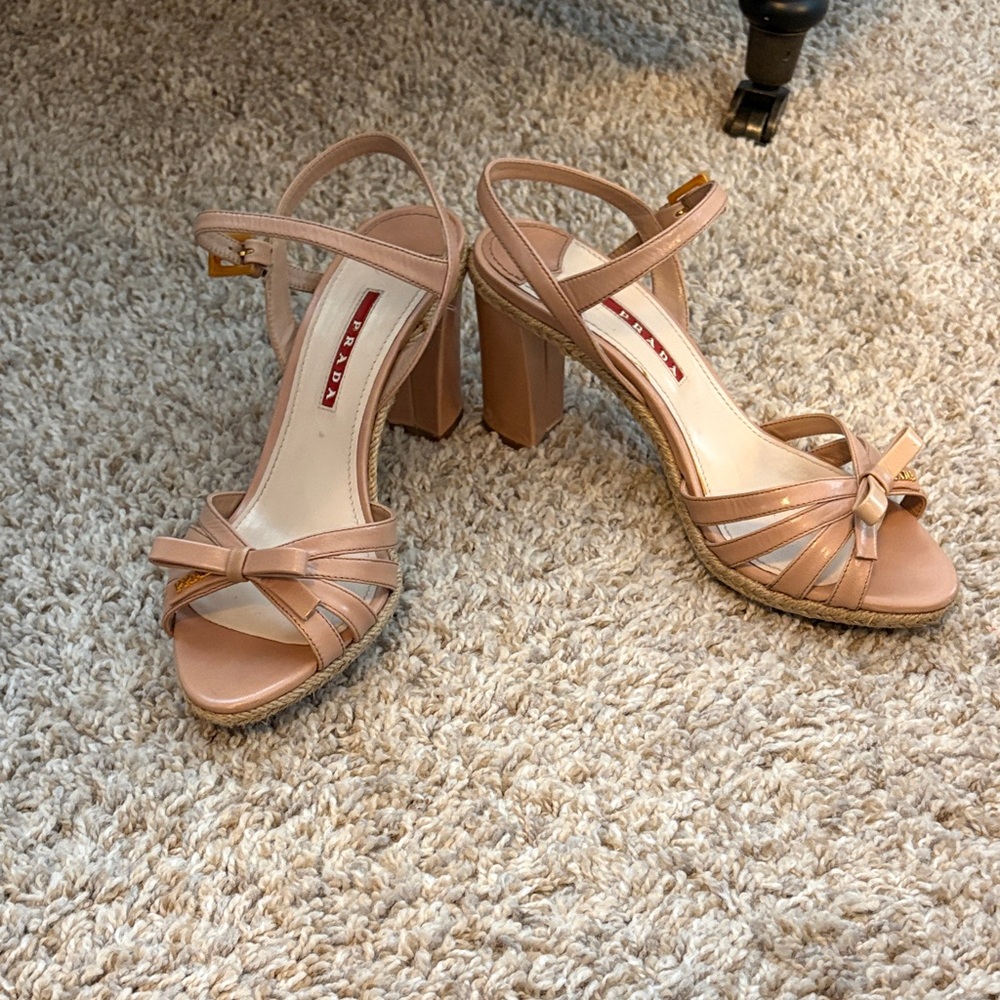Prada Beige Strappy Heels
